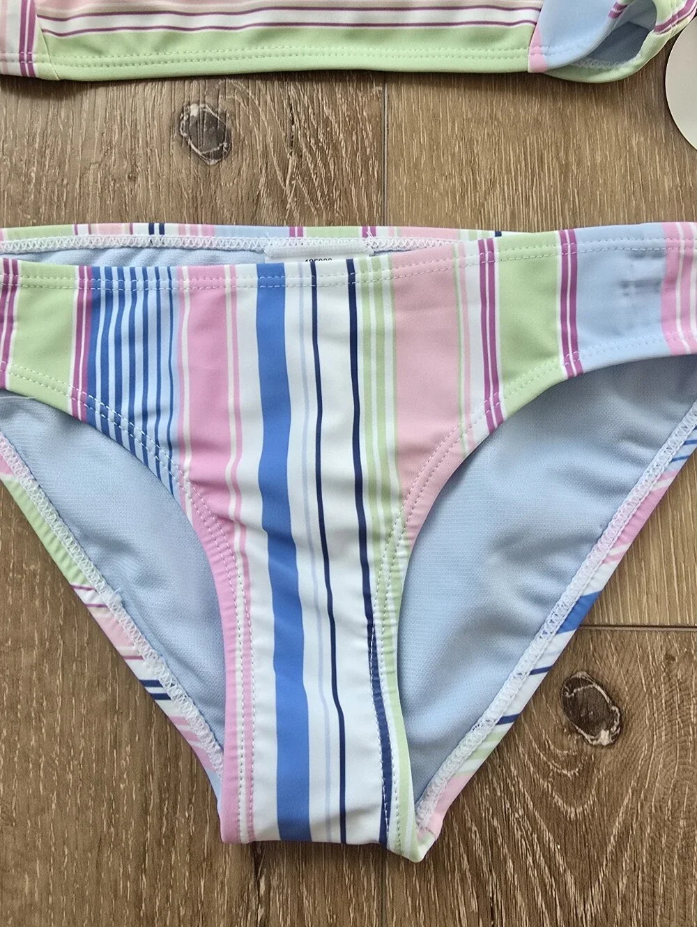 Roxy Girls 2 Piece Swimsuit Set Pastel Striped Bikini Size 7 Bikini